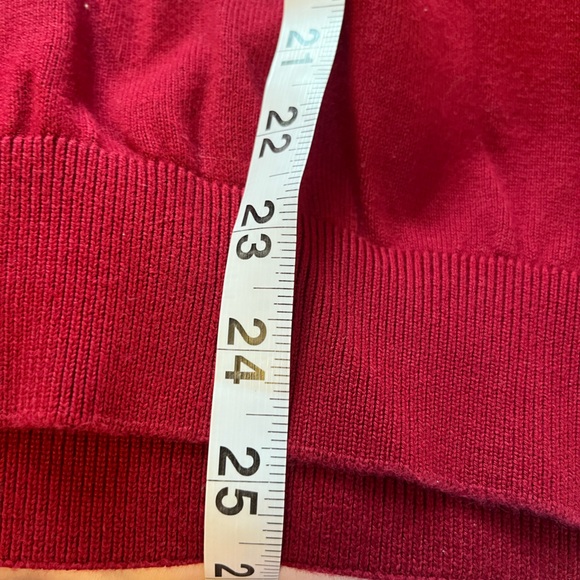 Men's Lacoste Long Sleeve V-Neck Pullover Sweater Red/burgundy 4 100% Cotton - Picture 3 of 7